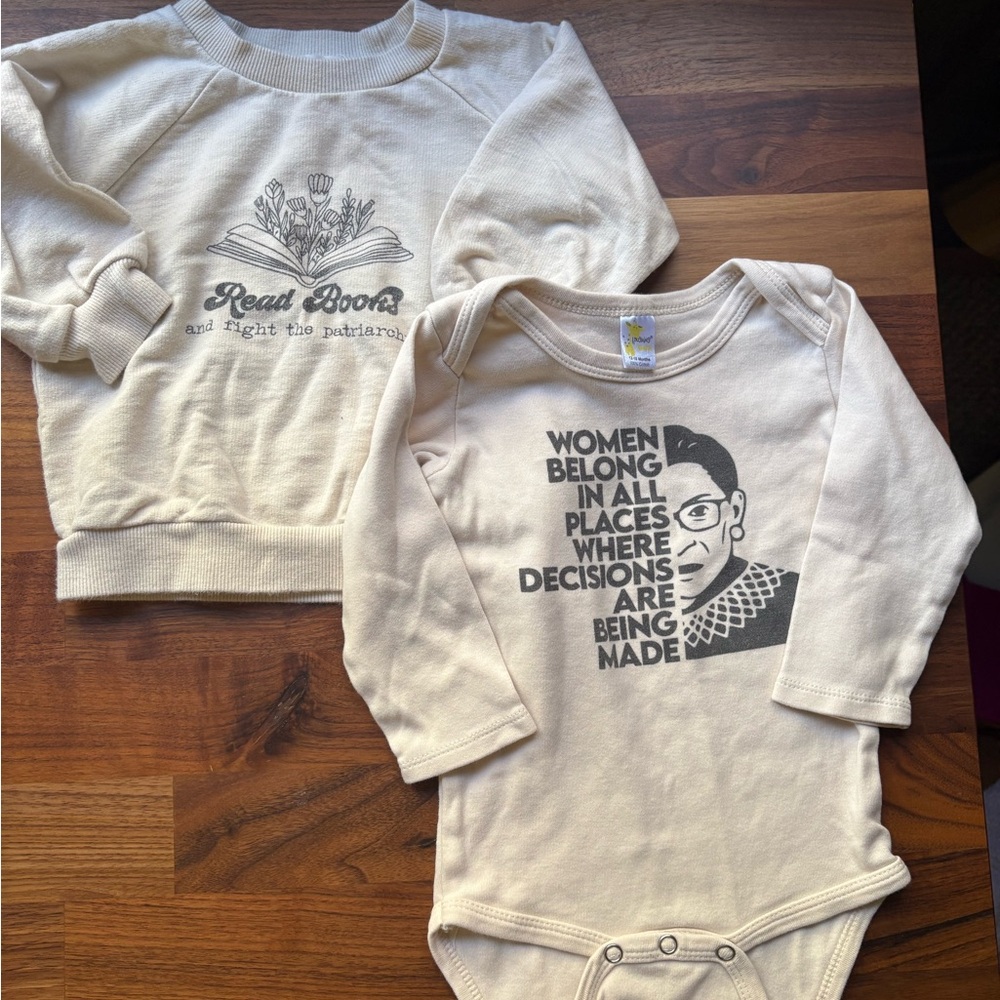 📚✊ Social Justice Graphic Baby Onesie & Sweatshirt Set – 12/18 Months 💛